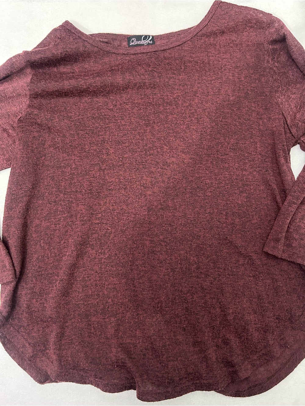 Questions Women's Maroon Long Sleeve Tee